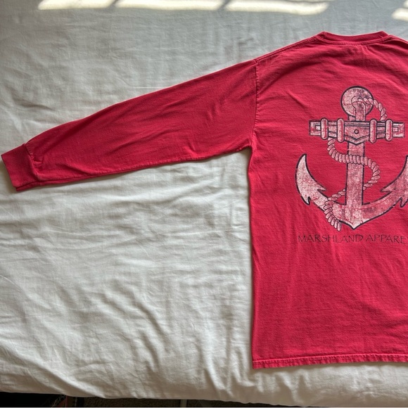 Comfort Colors Marshland Apparel Red "Anchor Design" Long Sleeve T Shirt Size S - Picture 8 of 12